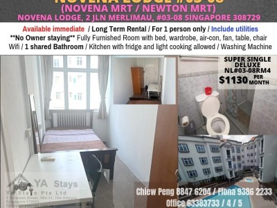 Available Immediate -Common Room/FOR 1 PERSON STAY ONLY/Wifi/Aircon/No owner staying/No Agent Fee/No owner staying/Cooking allowed/Novena MRT/Mount Pleasant MRT - Novena Lodge, 2 Jln Merlimau, #03-08 RM 4 Singapore 308729