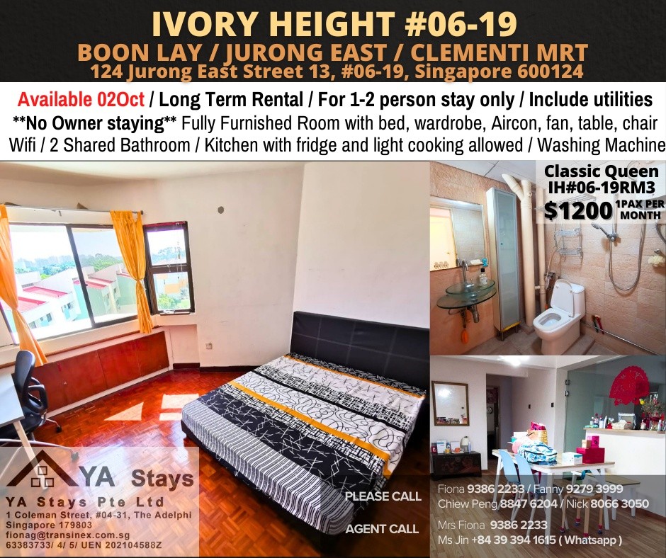 Room For Rent - IVORY HEIGHTS #06-19 RM3 - Jurong East - Flat - Homates Singapore