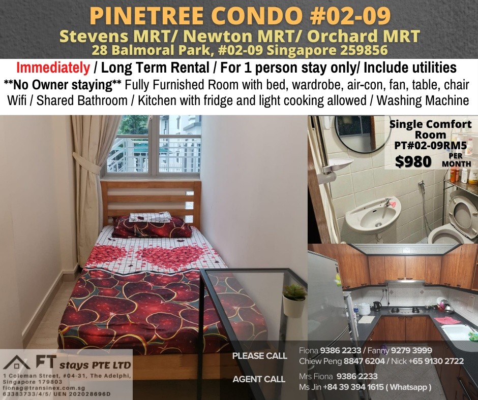 Single room for rent - Pinetree Condominium - Bukit Timah - Bedroom - Homates Singapore
