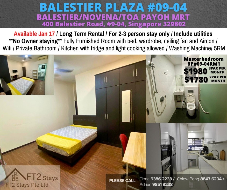 Room for rent / Toa Payoh, Novena, Newton, Little India MRT / Master room / 1-2 pax stay / Available﻿ Jan 17 - Toa Payoh - Flat - Homates Singapore