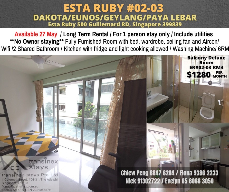 Room for Rent/500 Guillemard RD, Singapore 399839/ For 1 pax/ Available 27 May - Geylang 芽籠 - 整個住家 - Homates 新加坡