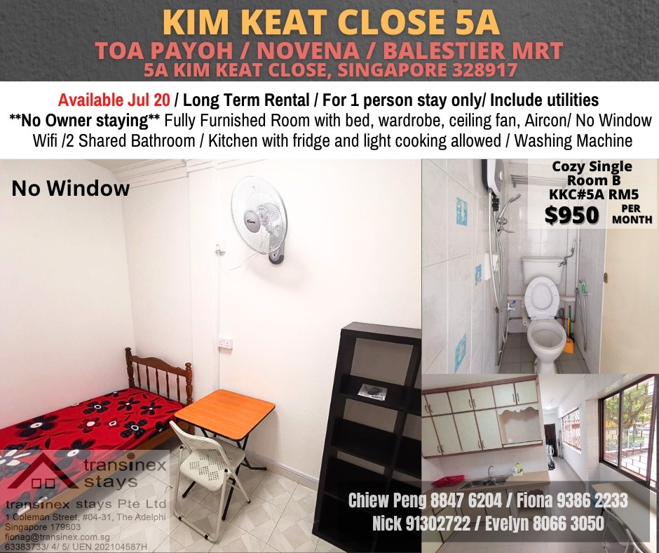 Available﻿ Jul 20 - Common Room/Include Utilities/Wifi/Aircon/No Agent Fee/Light Cooking Allowed/Washing Machine - Toa Payoh 大巴窯 - 整個住家 - Homates 新加坡