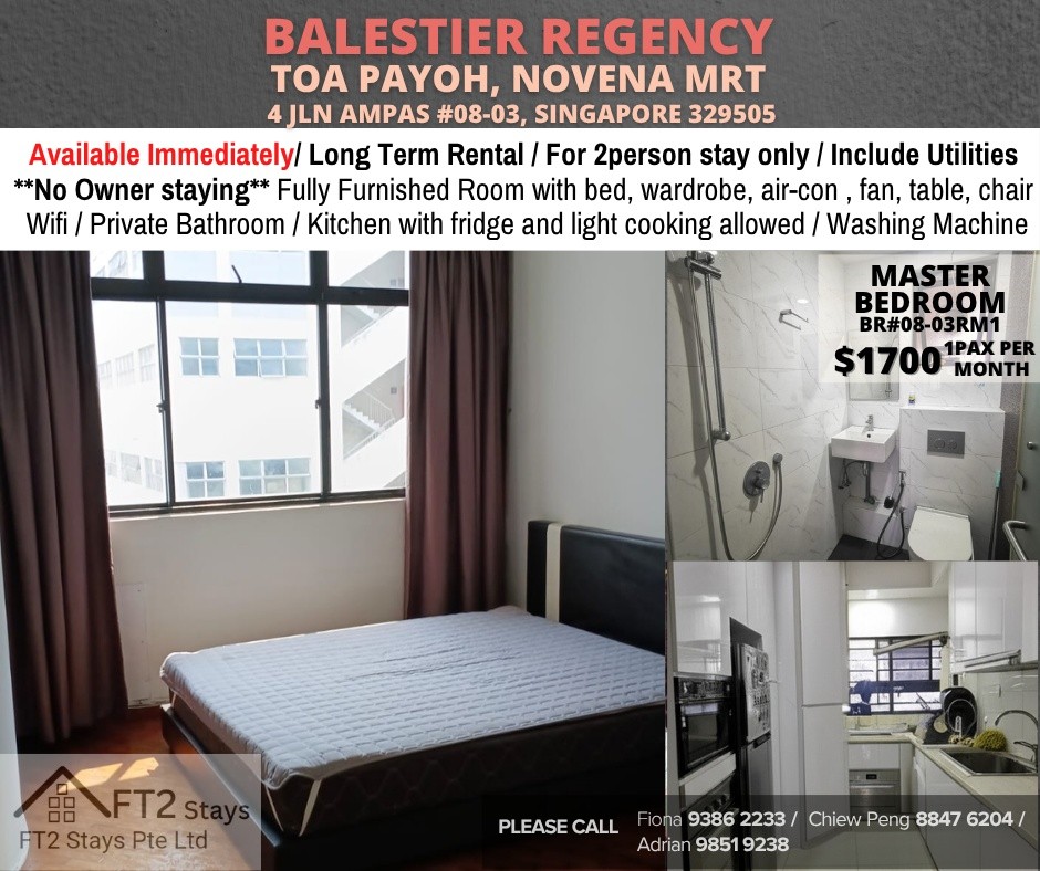 Room for rent / TOA PAYOH, NOVENA MRT / Master room / 1pax stay / Available Immediately - Toa Payoh 大巴窯 - 分租房間 - Homates 新加坡