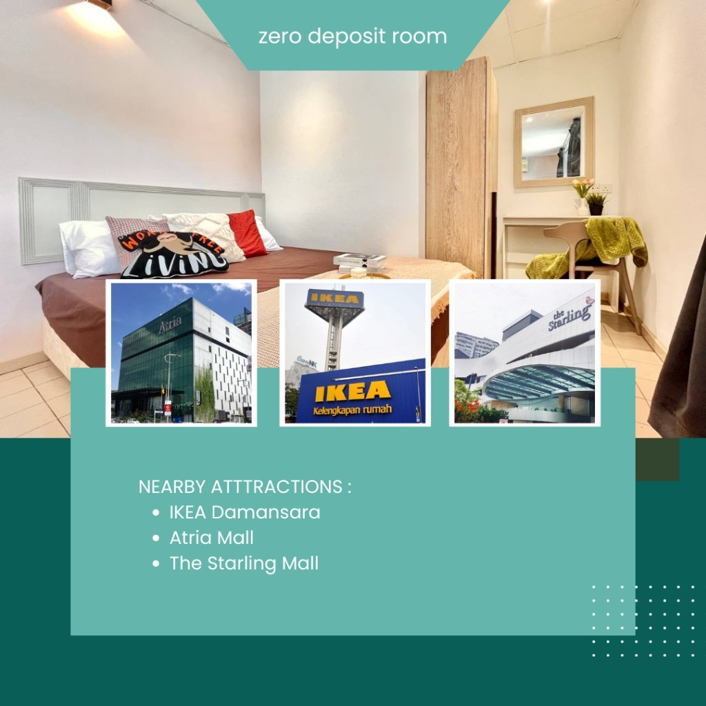 Enjoy Life At PJ With Convenience ☕ : ZERO DEPOSIT Room 7 Min Walk To Starling Mall🛍️ - Selangor - Flat - Homates Malaysia