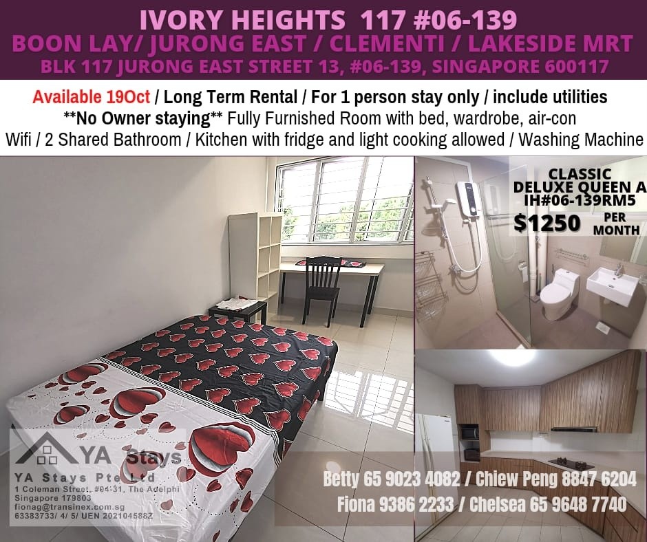 Ivory Heights - Boon Lay/Chinese Garden MRT/Jurong East MRT/Clementi/Lakeside MRT/ Available 19 October - Jurong East - Bedroom - Homates Singapore