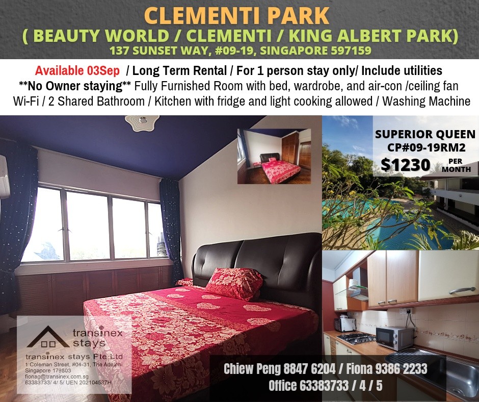 Available immediate -Common  Room/Strictly Single Occupancy/Wifi/Aircon/no Owner Staying/No Agent Fee/Cooking allowed /Beauty World/King Albert Park/ Clementi Park/ Clementi MRT - Beauty World 美世界 - 分 - Homates 新加坡