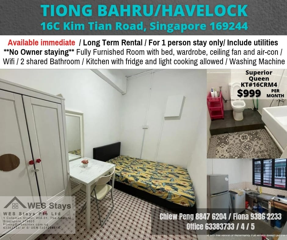Immediate Available - Common Room/Strictly Single Occupancy/no Owner Staying/No Agent Fee/Cooking allowed / Tiong bahru / Outram  - Tiong Bahru 中嗒魯 - 分租房間 - Homates 新加坡