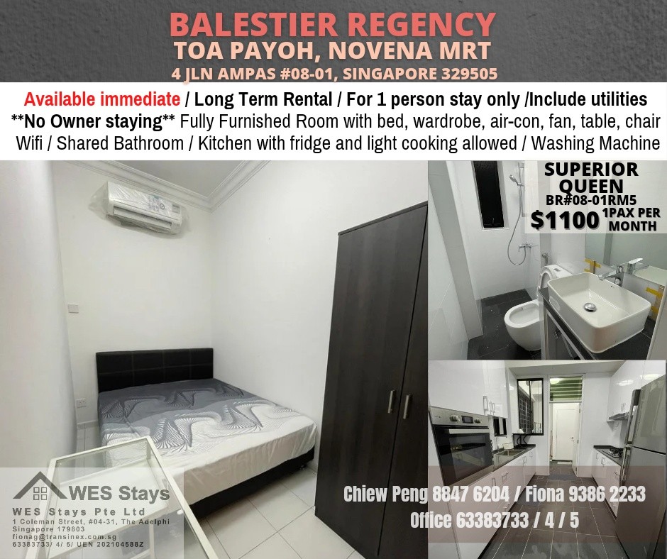 Amenities: wifi, bed, washing machine, ceiling fan and aircon, closet, shared toilet, light cooking allowed, fridge, non smoking, visitors allowed, no owner staying, no pet, no agent fee. - Toa Payoh  - Homates 新加坡