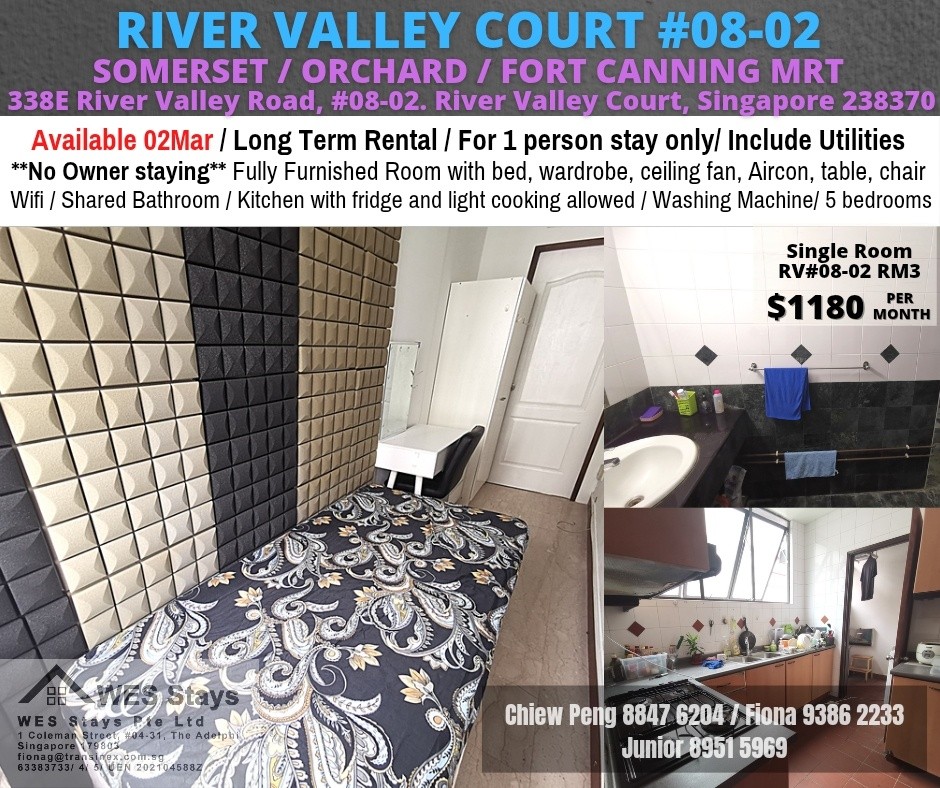 Normal room/Long term rental/For 1person stay only/no Owner Stay on/No Agent Fee/Cooking allowed/ Near Somerset MRT / Orchard MRT / Fort Canning MRT/ ImmediateAvailable  - River Valley - Bedroom - Homates Singapore