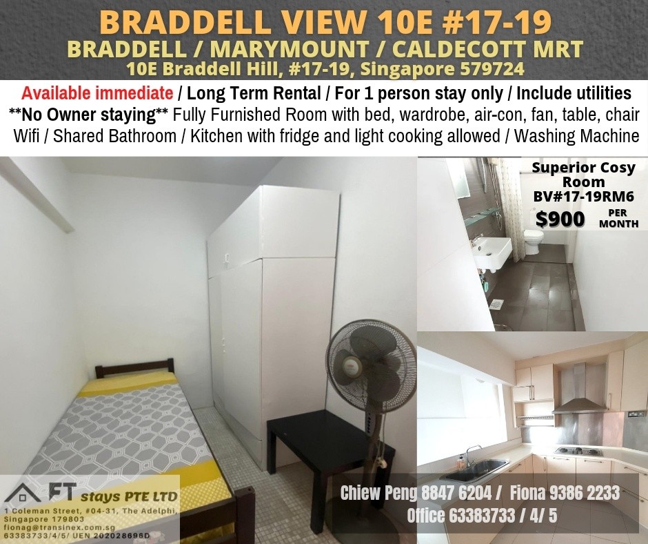 Braddell MRT / Marymount MRT / Caldecott MRT /Available Immediate/ Min 3 - 12 Month Rental / Include utilities / No Owner Stay - Braddell - Bedroom - Homates Singapore