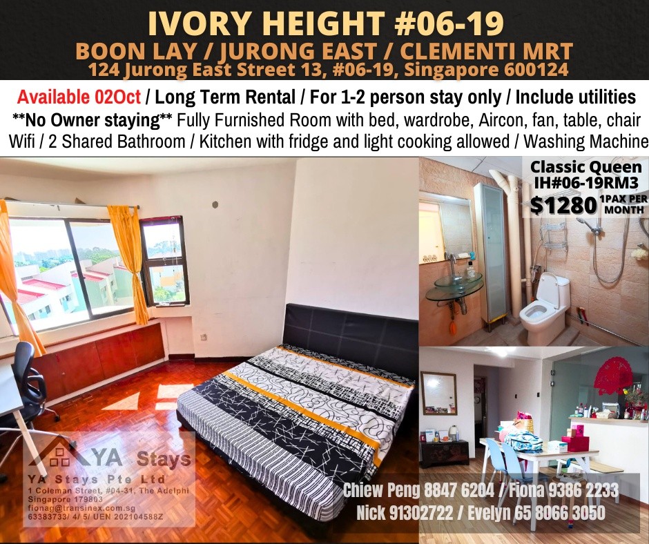 Room For Rent - IVORY HEIGHTS #06-19 RM3 - Jurong East - Flat - Homates Singapore