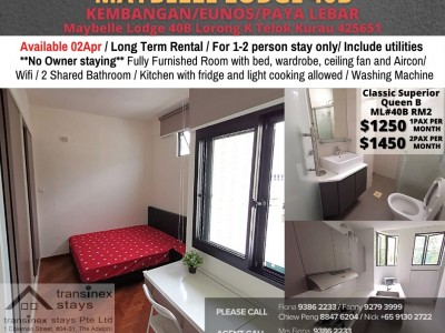 17 Oct Available-Common Room/1 or 2 person stay/ Wifi/No owner staying/No Agent Fee/Cooking allowed/KEMBANGAN MRT / EUNOS MRT / PAYA LEBAR MRT - 40B Lorong K Telok Kurau 425649 East Coast / Marine Parade (D15)