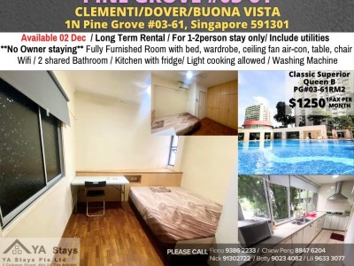 Near Clementi MRT/Dover MRT - Pine Grove *AVAILABLE 02 Dec - 1N Pine Grove #03-61 Singapore 591301
