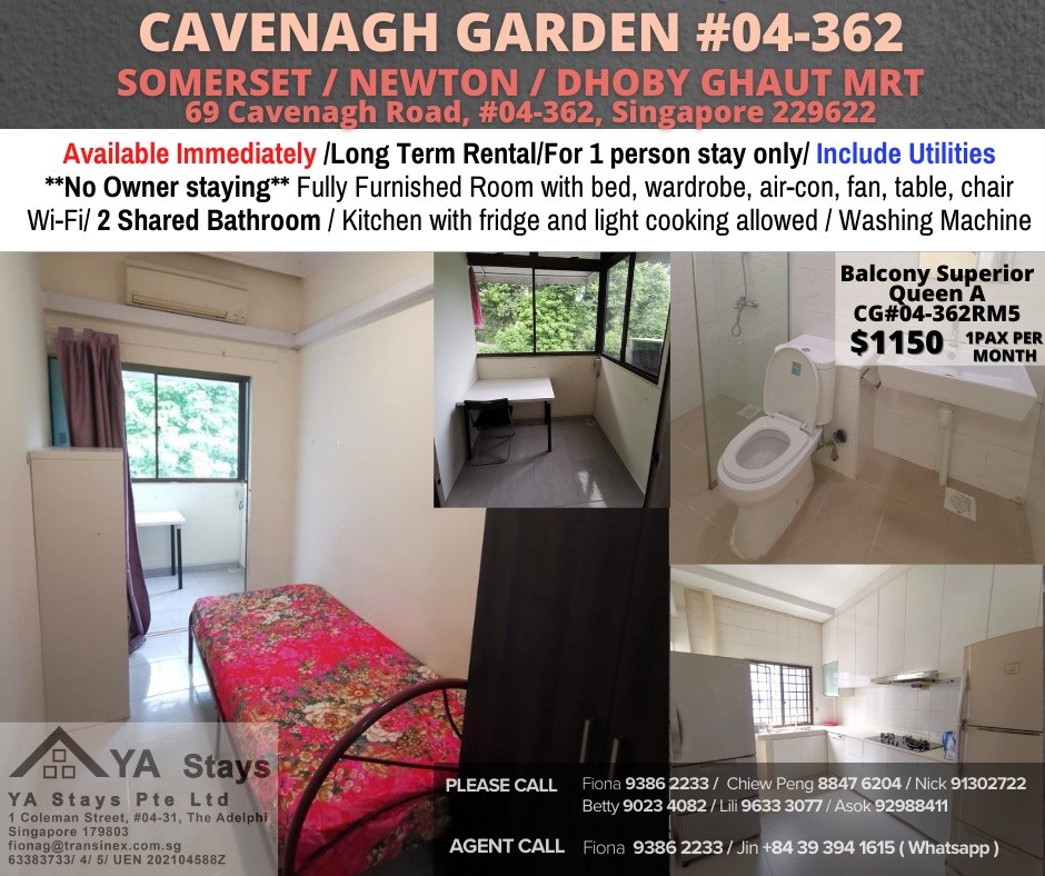 Room For Rent - CAVENAGH GARDEN (Orchard / River Valley)/ Near Somerset MRT/Newton MRT/Dhoby Ghaut MRT/ Common Room/ 1 Pax/ Fully Furnished/ No Owner Staying - Orchard 烏節路 - 整個住家 - Homates 新加坡