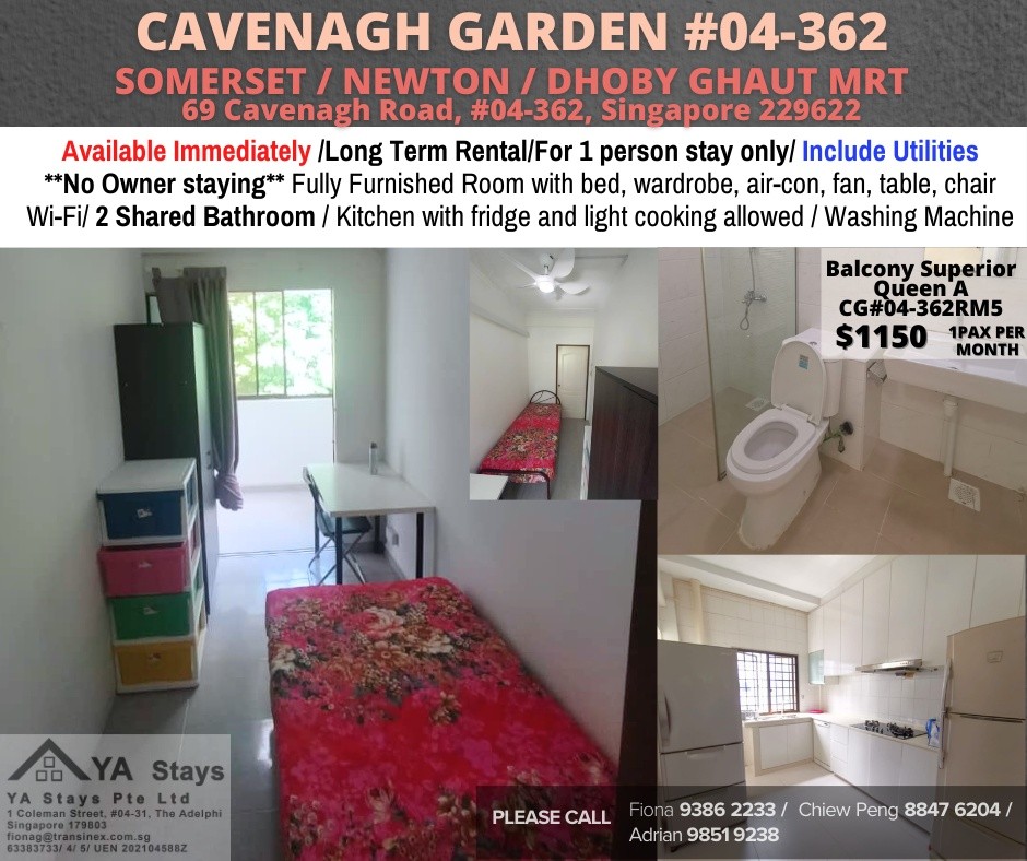 Room For Rent - CAVENAGH GARDEN (Orchard / River Valley)/ Near Somerset MRT/Newton MRT/Dhoby Ghaut MRT/ Common Room/ 1 Pax/ Fully Furnished/ No Owner Staying - Orchard 烏節路 - 整個住家 - Homates 新加坡