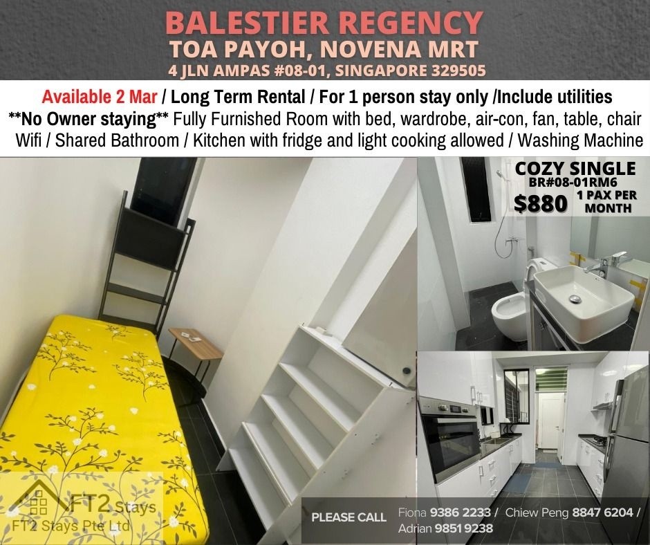 Room for rent / Newton,Novena, Little India MRT / Common room / 1 pax stay / Available﻿ 2 Feb - Novena - Bedroom - Homates Singapore