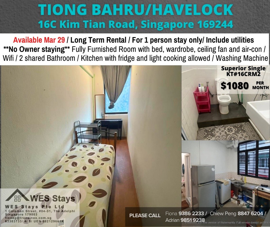 Available﻿ March 29 - Common Room/Include Utilities/Wifi/Aircon/No Agent Fee/Light Cooking Allowed/Washing Machine - Queenstown 女皇鎮 - 整個住家 - Homates 新加坡
