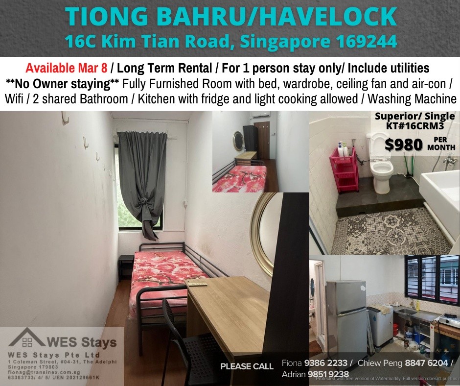 Available﻿ March 8 - Common Room/Include Utilities/Wifi/Aircon/No Agent Fee/Light Cooking Allowed/Washing Machine - Queenstown 女皇鎮 - 分租房間 - Homates 新加坡