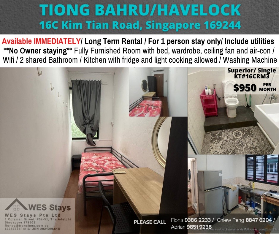 Available﻿ Immediate - Common Room/Include Utilities/Wifi/Aircon/No Agent Fee/Light Cooking Allowed/Washing Machine - Queenstown - Bedroom - Homates Singapore