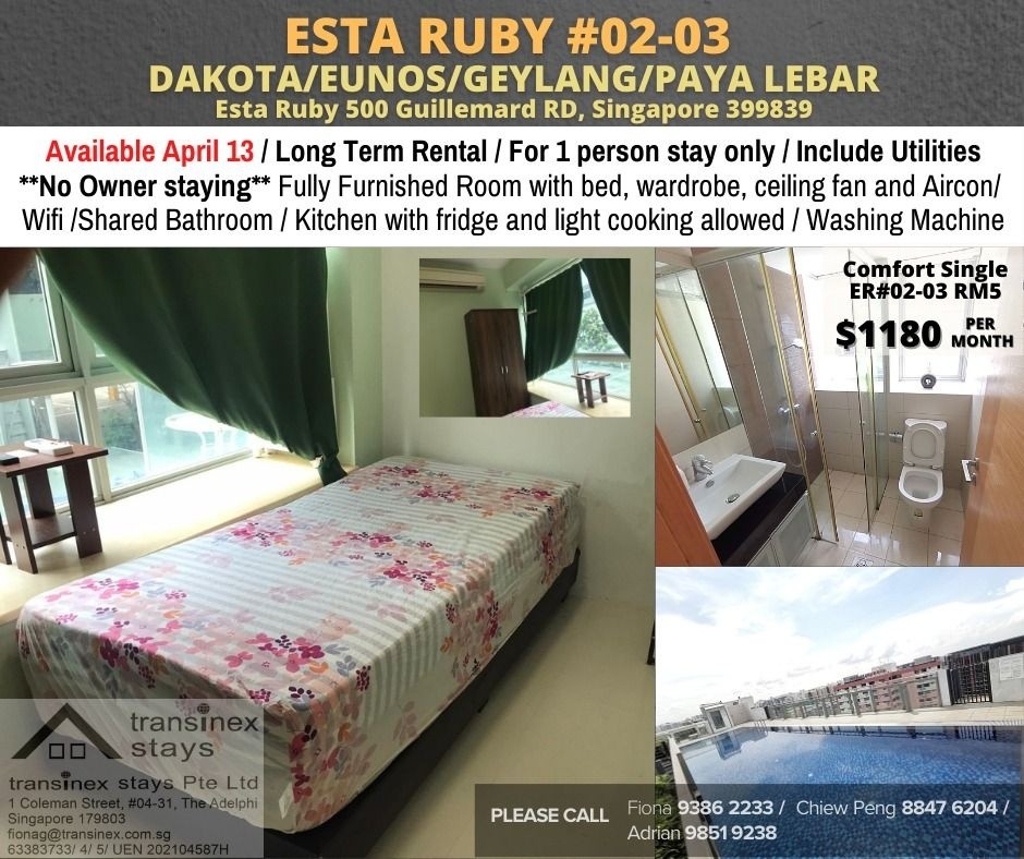 Room for rent / Dakota, Eunos / Common room / 1pax stay / Available 13 April - Dakota 達科達 - 分租房間 - Homates 新加坡