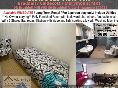Room for Rent/Braddell Hill, Braddell MRT/ For 1 pax/ Available IMMEDIATELY - 10R Braddell Hill
