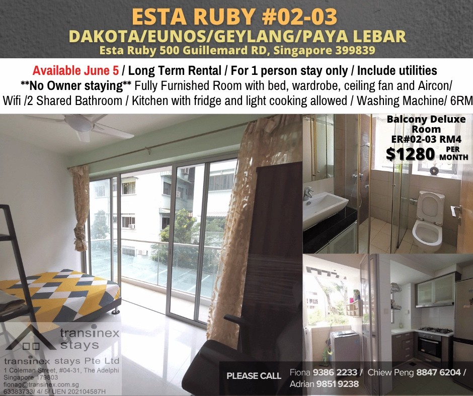 Room for Rent/500 Guillemard RD, Singapore 399839/ For 1 pax/ Available 27 May - Geylang 芽笼 - 整个住家 - Homates 新加坡