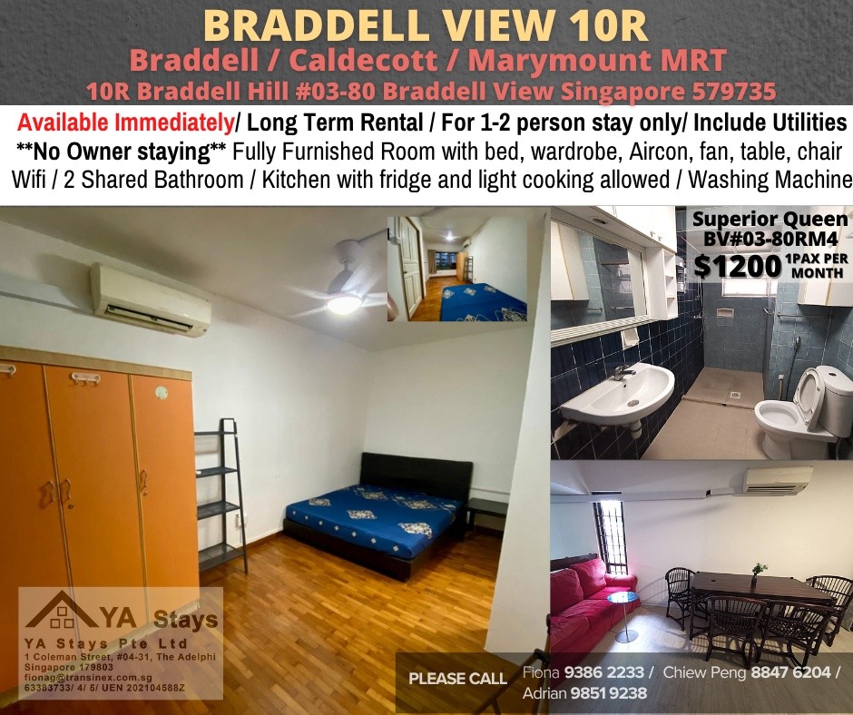 Available﻿ Immediate - Common Room/Include Utilities/Wifi/Aircon/No Agent Fee/Light Cooking Allowed/Washing Machine - Braddell 布莱徳 - 分租房间 - Homates 新加坡