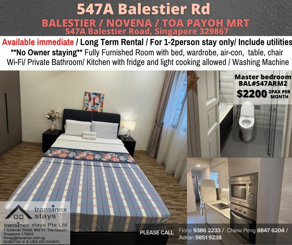 Available﻿ Immediately - Master Room/Include Utilities/W ifi/Aircon/No Agent Fee/Light Cooking Allowed/Washing Machine - Toa Payoh 大巴窯 - 整個住家 - Homates 新加坡
